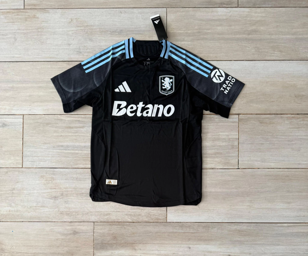 camiseta aston villa 2025/26 suplente negra tela jugador